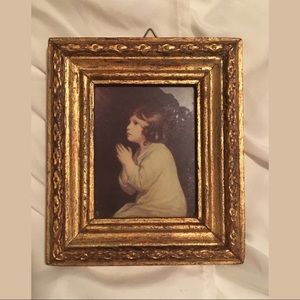 Vintage Religious Print Miniature Praying Samuel